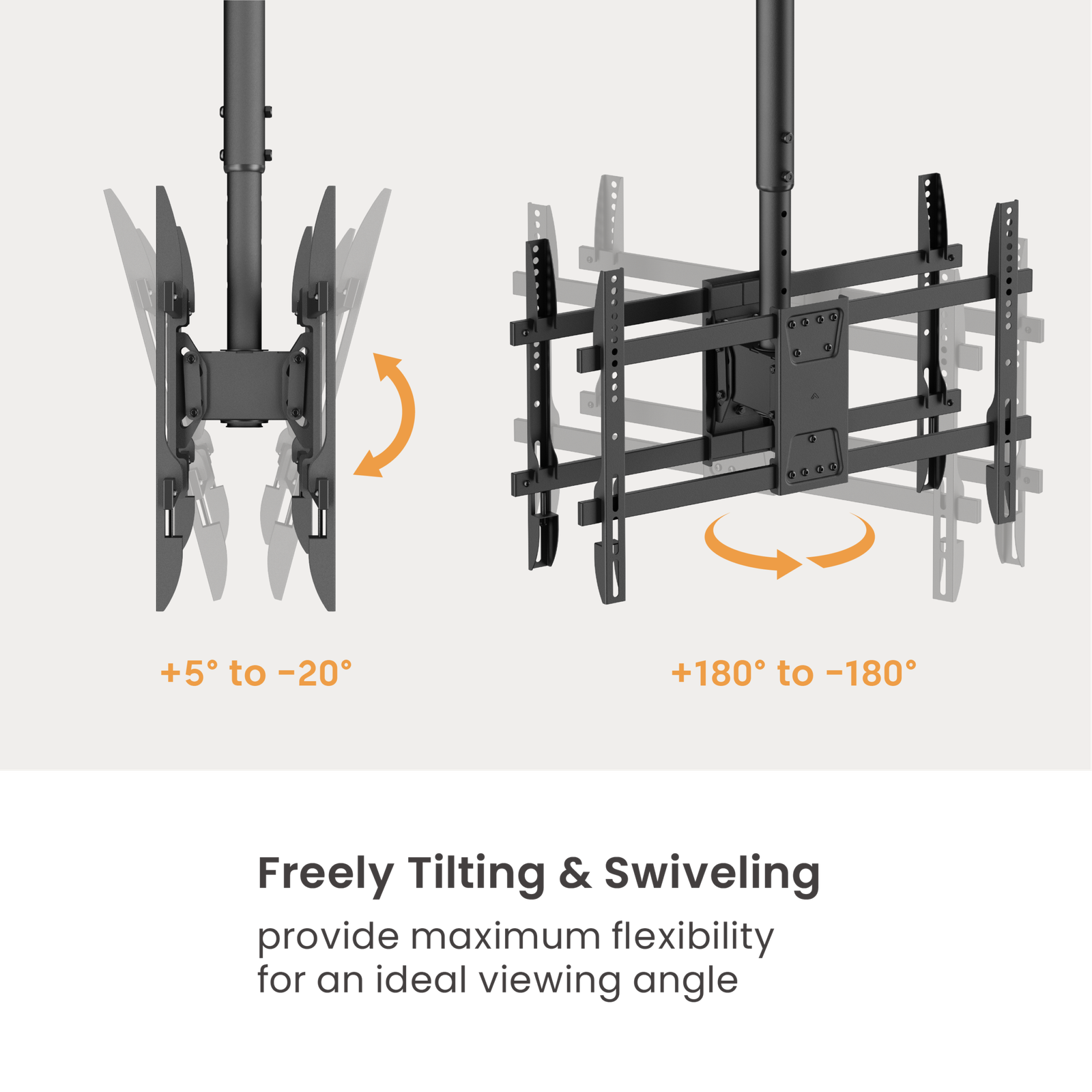 VSYS VCM-CE1546BL back-to-back brackets, +5 to -20 degree tilt callout