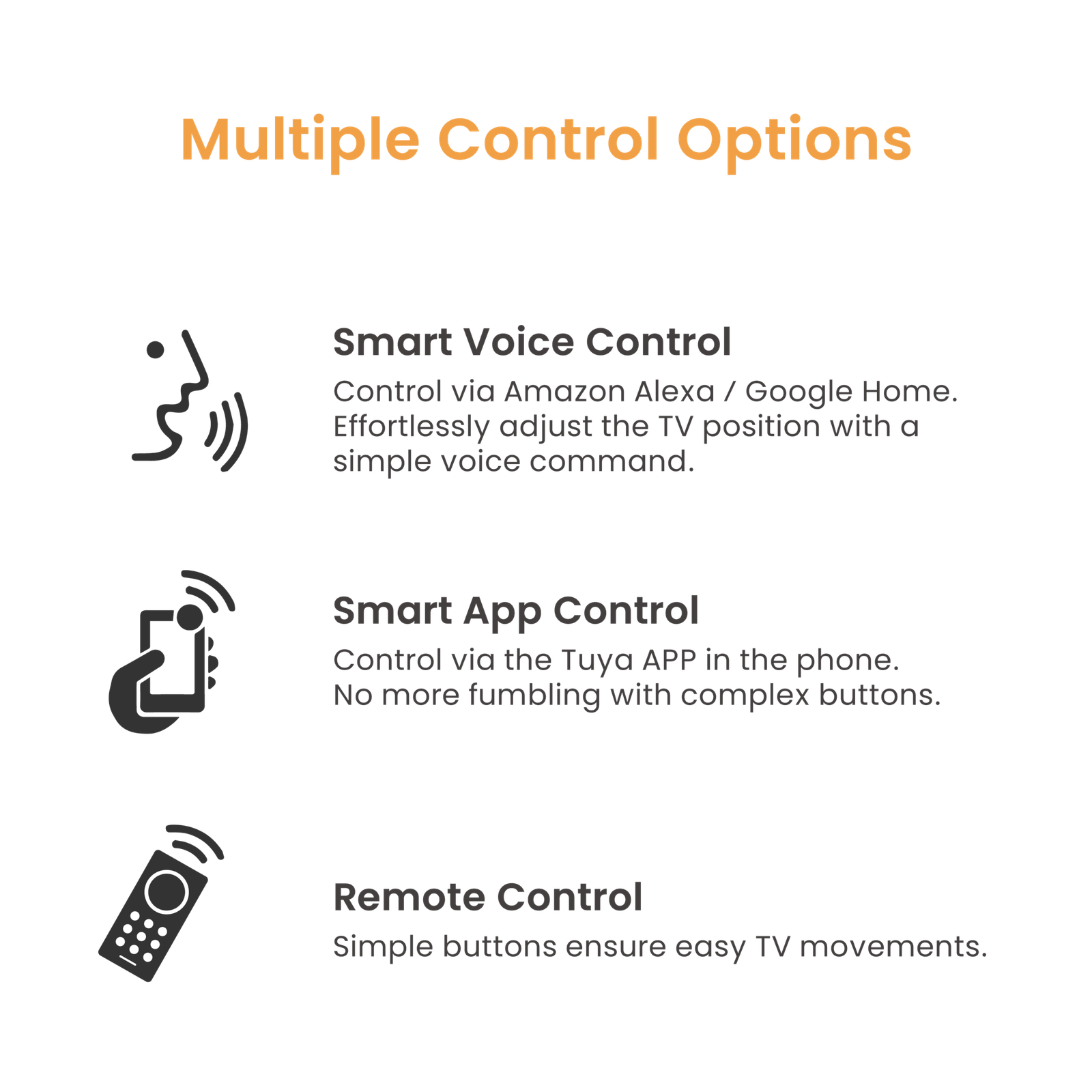 VSYS VCM-M0748DS control options, app, voice, and RF remote