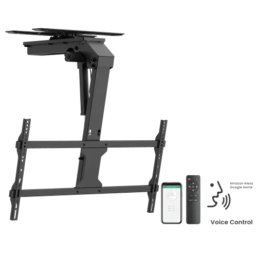 VSYS VCM-M0748DS large motorized flip-down ceiling TV mount, front view