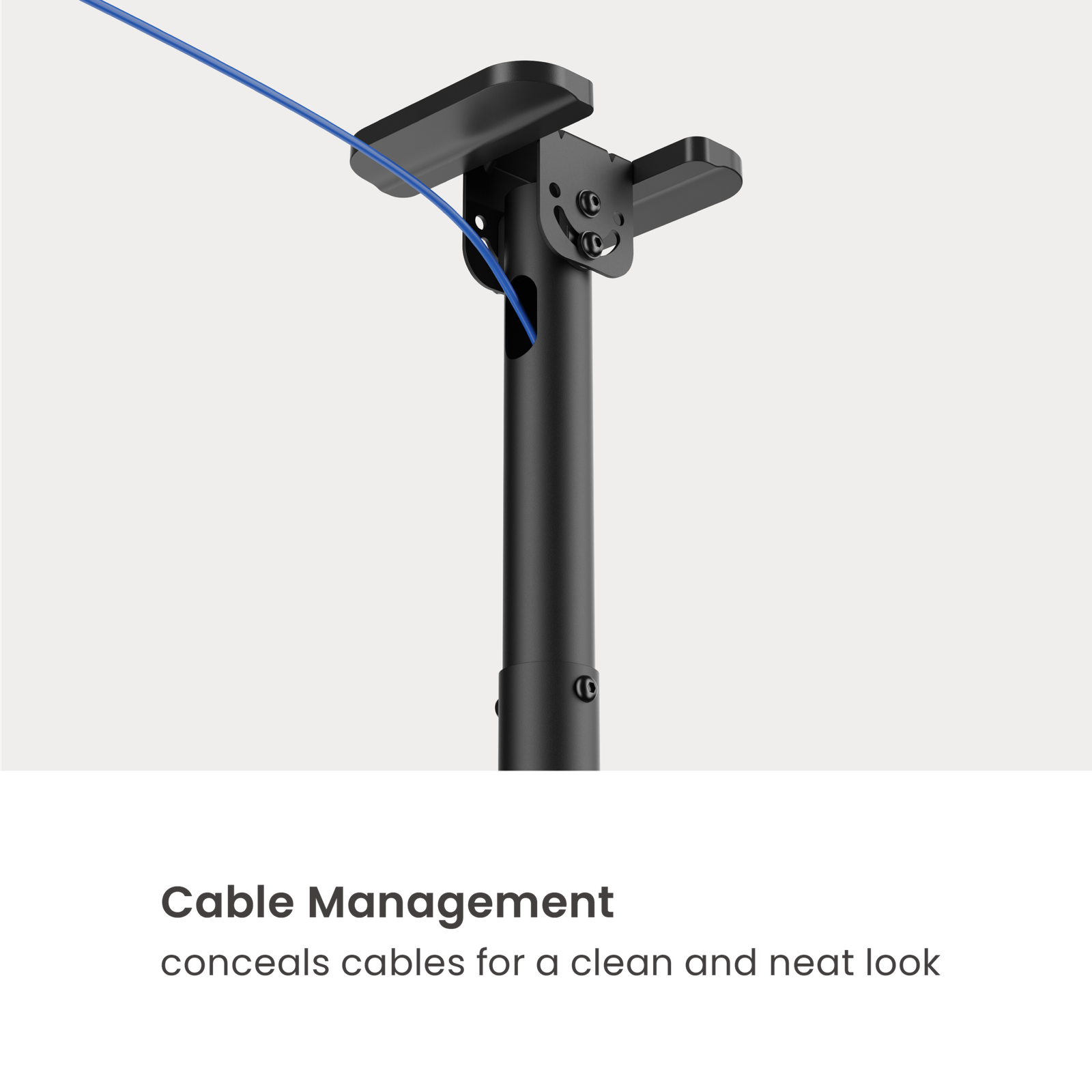 VSYS VCM-CE1546L pole, integrated cable management routing detail