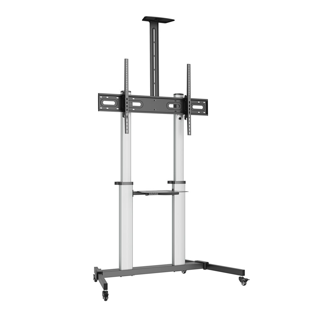 VSYS VFS44-610TW large-format mobile TV cart, front angle view