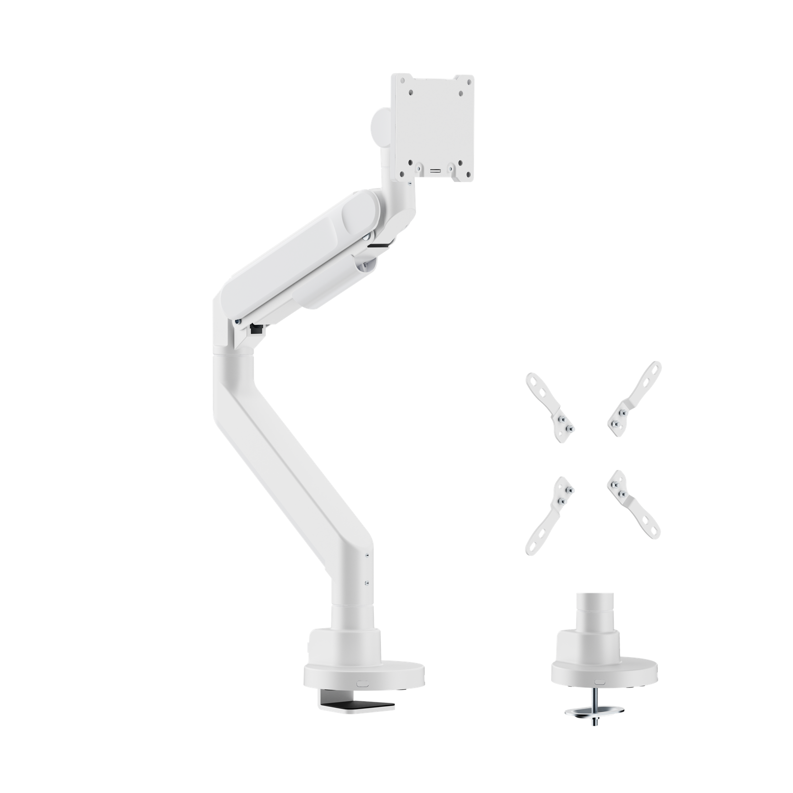 VSYS VMAD-C012WG heavy-duty gas-spring monitor arm with detachable VESA plate, side profile