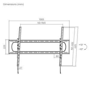 VSYS VS01A-69T dimension diagram, 1005mm width, 80mm standoff