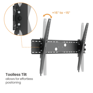 VSYS VS01XL-810T toolless tilt mechanism, plus 15 to minus 15 degree range