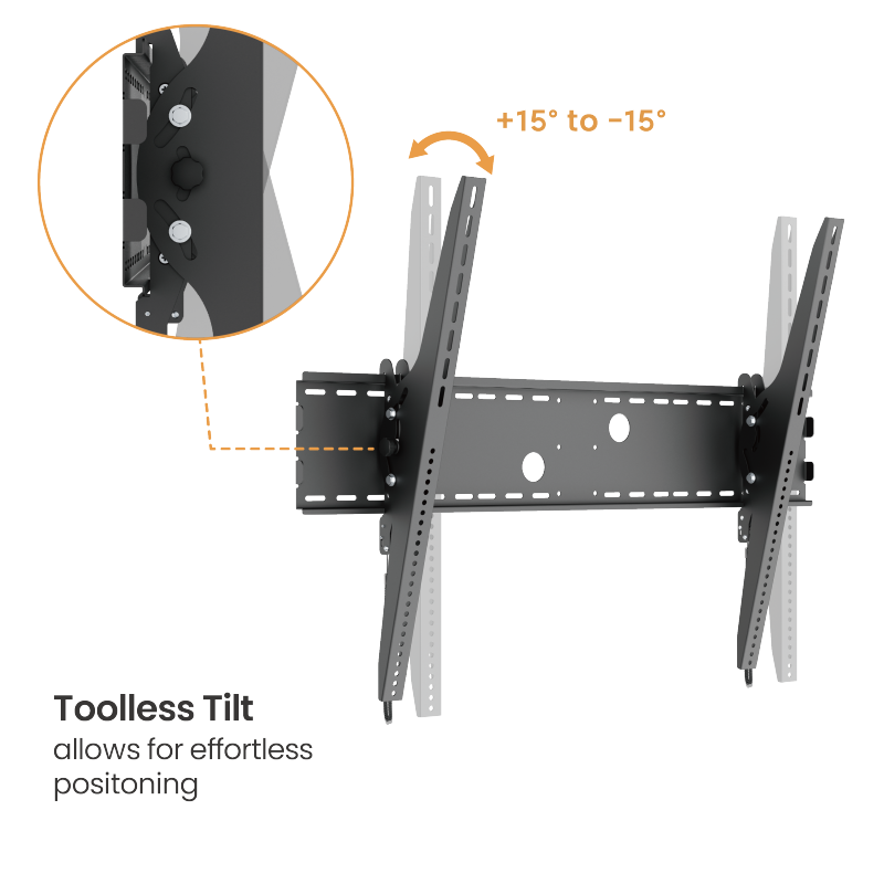 VSYS VS01XL-810T toolless tilt mechanism, plus 15 to minus 15 degree range