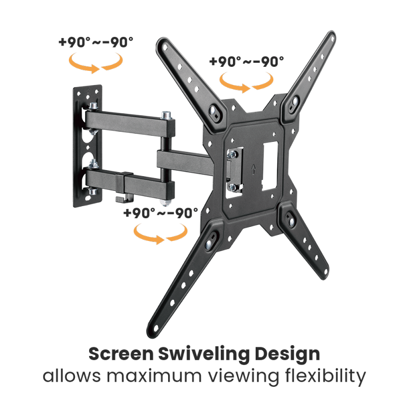VSYS VS02E-443 swivel range, plus 90 to minus 90 degrees