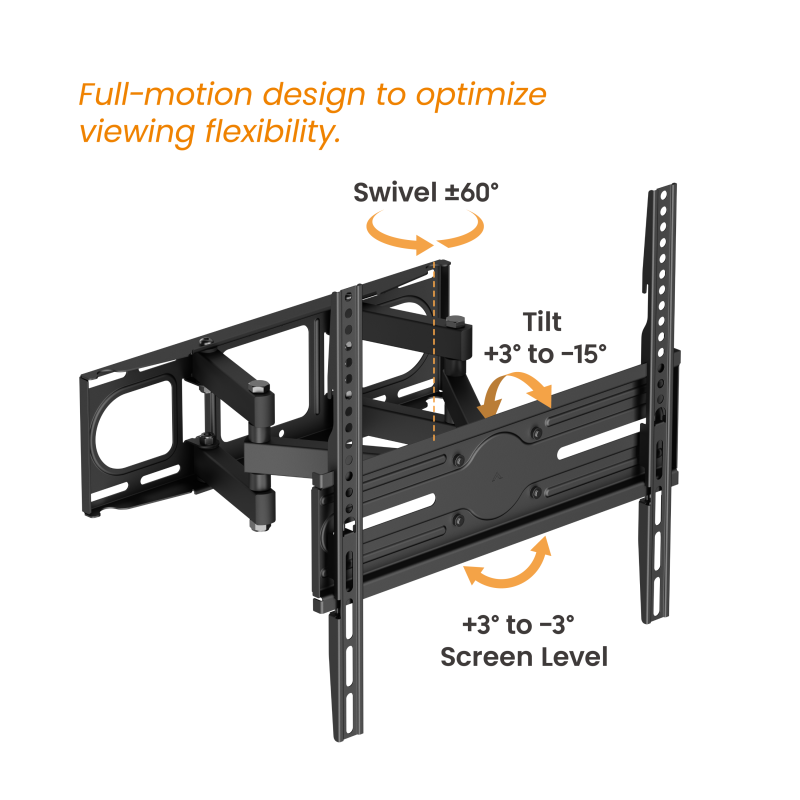 VSYS VS02SE-446 swivel, tilt, and screen level range callout
