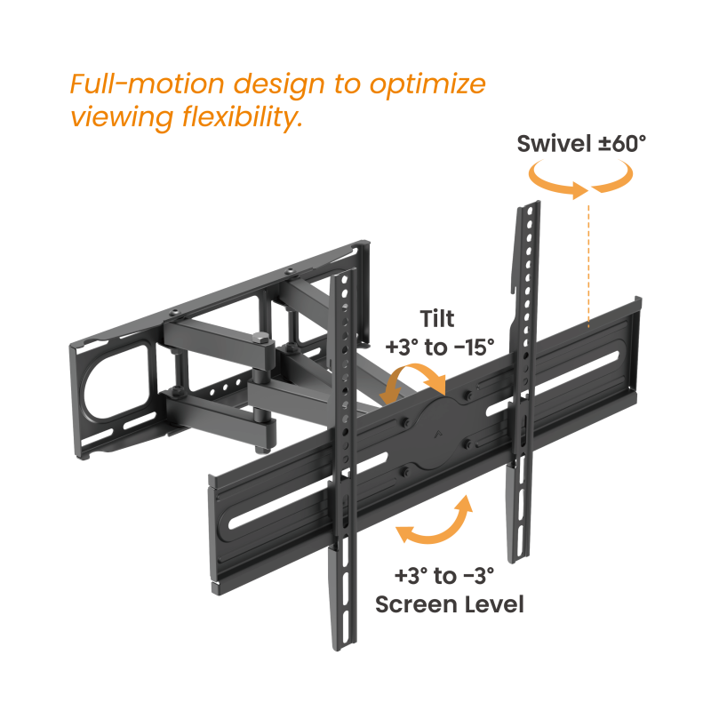 VSYS VS02SE-466 swivel, tilt, and screen level range callout