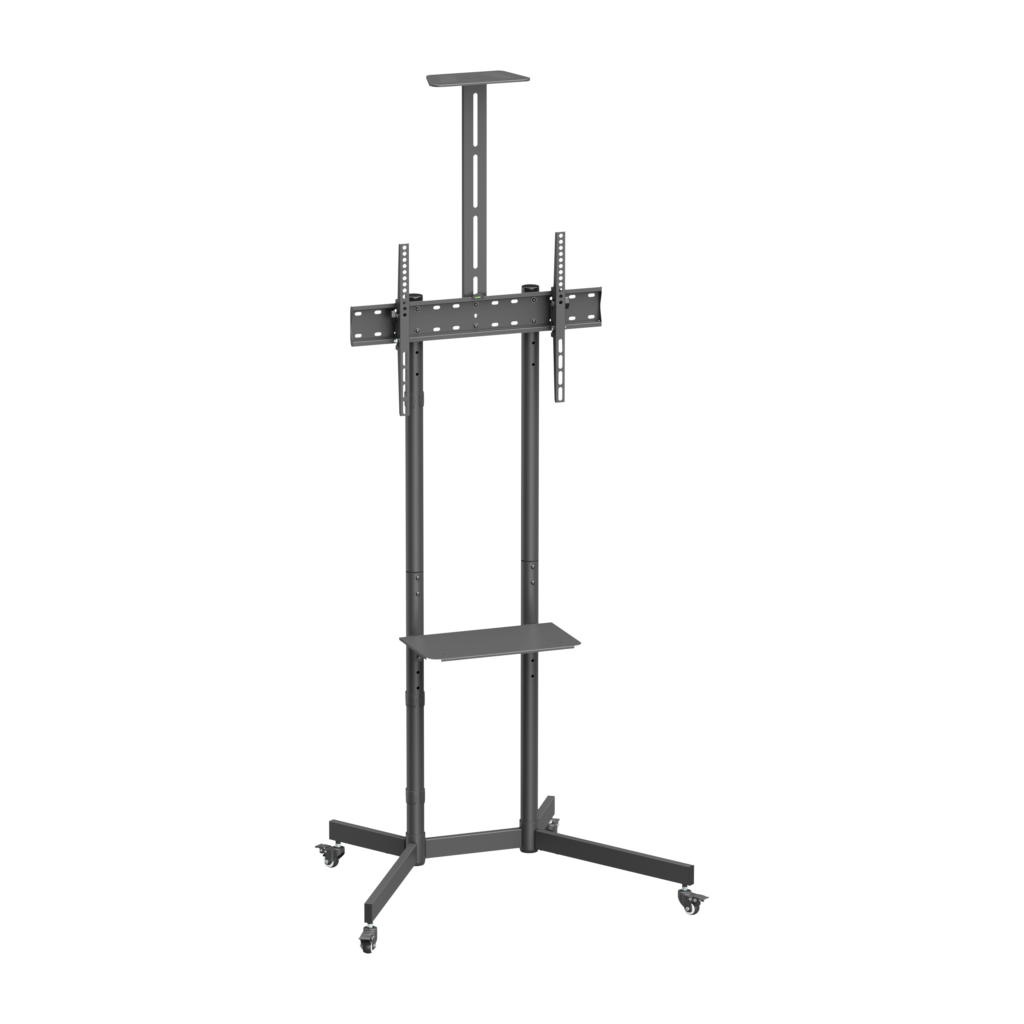 VSYS VTL-1042T economical mobile TV cart with camera shelf, front view