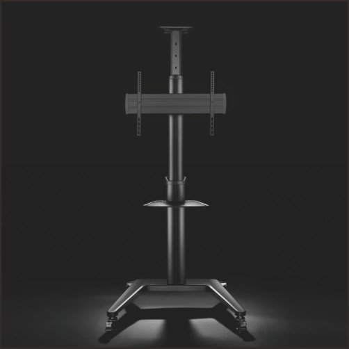 VSYS VTLS12-46TW TV cart, matte black finish, front view