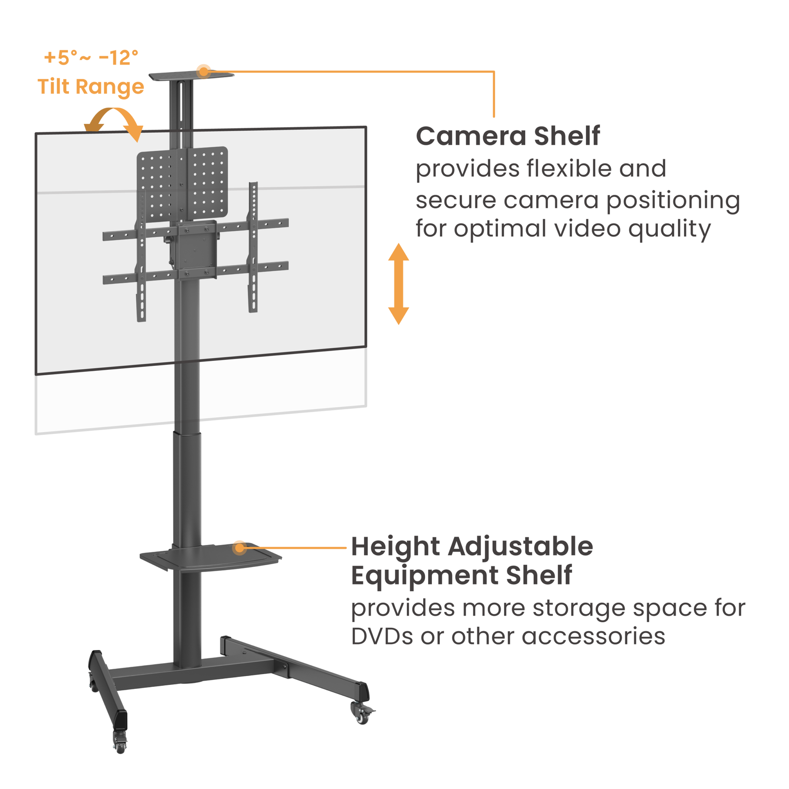 VSYS VTLS17-46TW height-adjustable camera shelf and equipment shelf