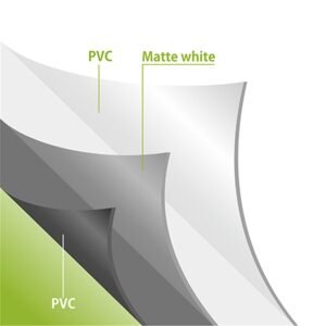 VSYS PEGA 135 screen fabric layers, matte white surface over PVC