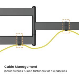 VSYS VS02A-696 cable routing with hook and loop fasteners on the arm