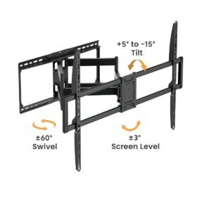 VSYS VS02A-696 swivel, tilt, and screen leveling range callout