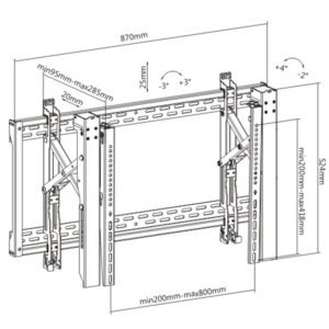 VSYS VSVW13-48T dimension diagram, 870mm width and 524mm height