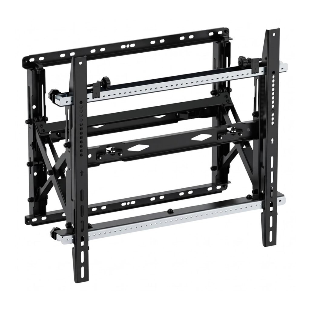 VSYS VSVW13-68T pop-out push-pull display wall mount, angled view of the bracket assembly