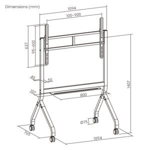 VSYS VTLS16-69FW dimension diagram, 1094mm width and 1726mm height